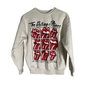 Zara The Rolling Stones Sweatshirt Kids Girl 13/14 Beige Crew Neck Graphic Print